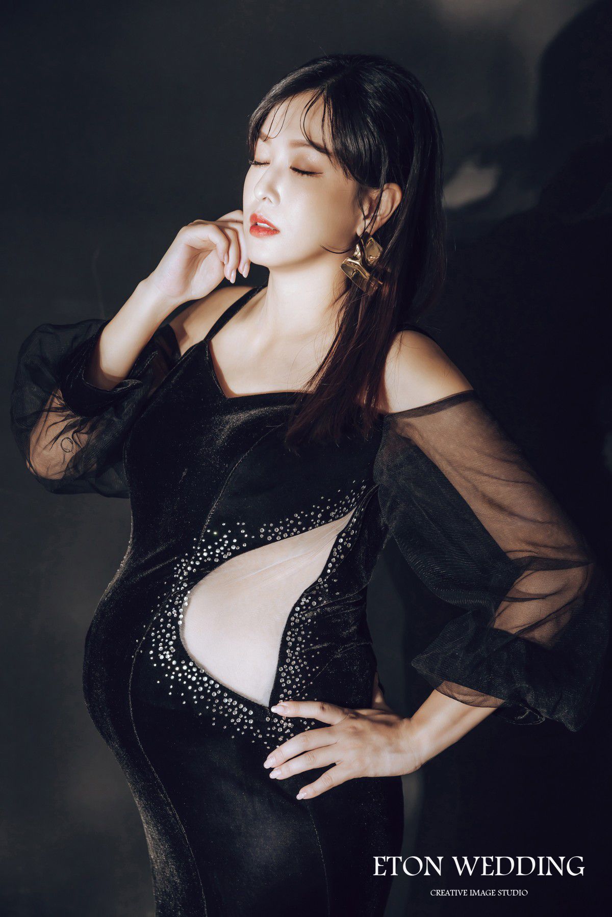 神秘暗影風孕婦寫真,孕婦照,暗黑孕婦攝影,孕婦禮服